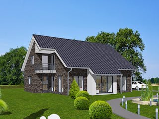 Massivhaus Komfort 155 von BauService Timm, Satteldach-Klassiker Außenansicht 3