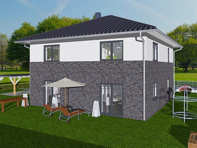 Massivhaus Medi 144 von BauService Timm, Stadtvilla Außenansicht 1