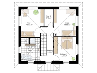 Massivhaus Medi 144 von BauService Timm, Stadtvilla Grundriss 2