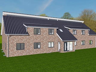 Massivhaus Mehrfamilienhaus mit 8 WE von BauService Timm, Satteldach-Klassiker Außenansicht 2