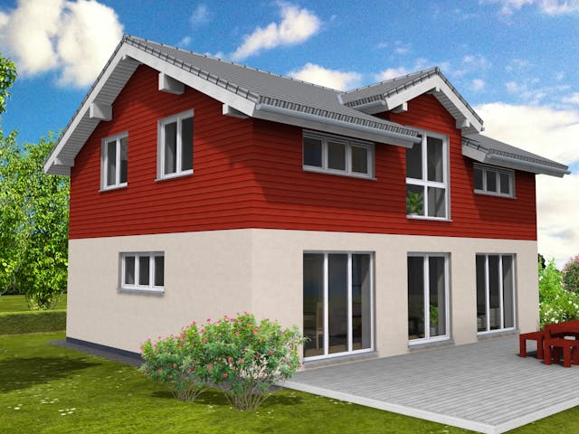 Fertighaus Trendline 142 von Suckfüll Energiesparhaus Schlüsselfertig ab 409894€, Satteldach-Klassiker Außenansicht 1