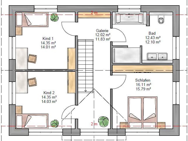 Fertighaus Trendline 142 von Suckfüll Energiesparhaus Schlüsselfertig ab 409894€, Satteldach-Klassiker Grundriss 2