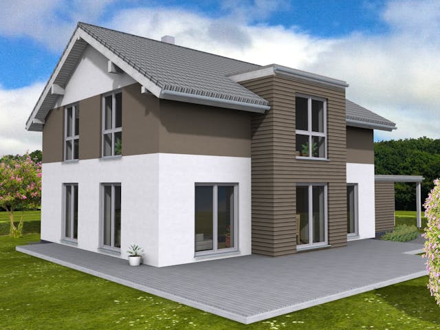 Fertighaus Trendline 165 - inkl. Technikanbau von Suckfüll Energiesparhaus Schlüsselfertig ab 350044€, Außenansicht 1