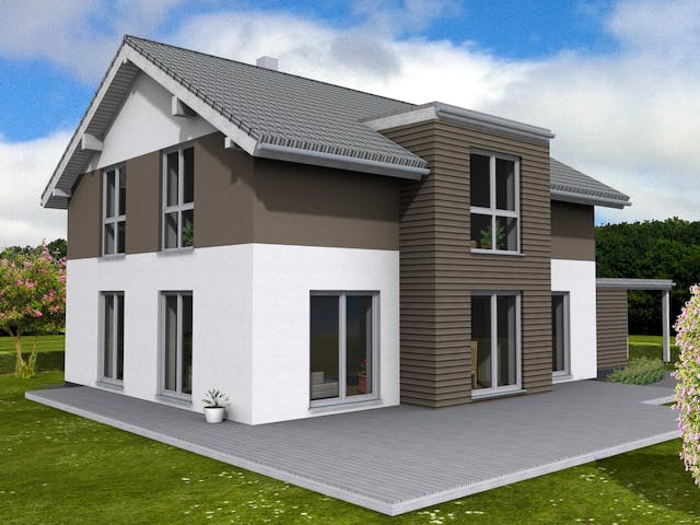 Fertighaus Trendline 165 - inkl. Technikanbau von Suckfüll Energiesparhaus Schlüsselfertig ab 414800€, Außenansicht 1
