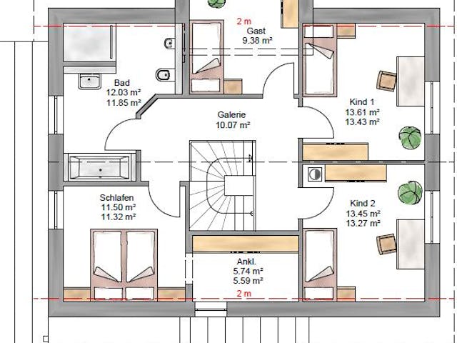 Fertighaus Trendline 165 - inkl. Technikanbau von Suckfüll Energiesparhaus Schlüsselfertig ab 414800€, Grundriss 2