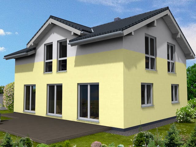 Fertighaus Trendline 166 von Suckfüll Energiesparhaus Schlüsselfertig ab 407550€, Satteldach-Klassiker Außenansicht 1