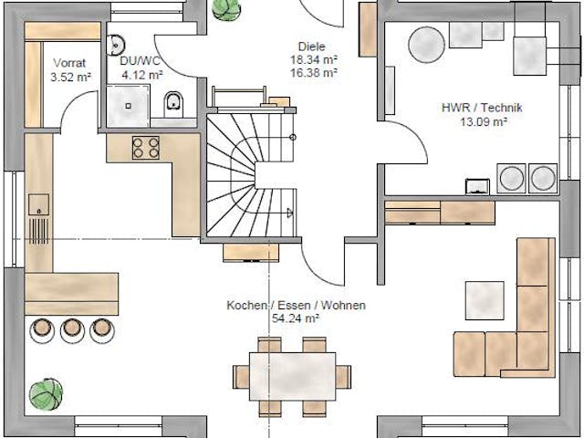 Fertighaus Trendline 180 von Suckfüll Energiesparhaus Schlüsselfertig ab 497981€, Satteldach-Klassiker Grundriss 1