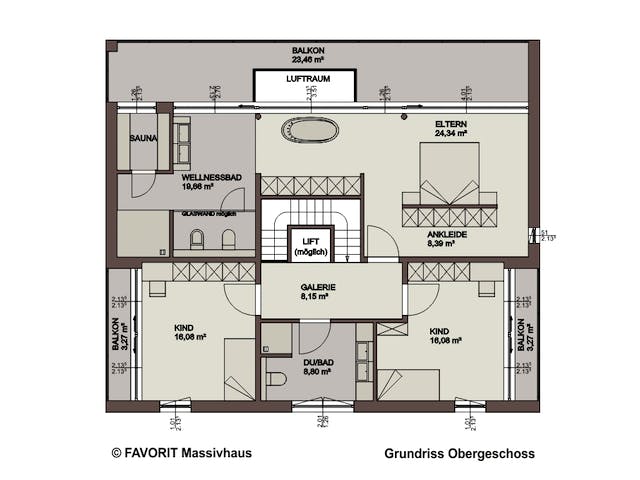 Massivhaus Twentyfive 220 von FAVORIT Massivhaus Schlüsselfertig ab 587240€, Cubushaus Grundriss 2