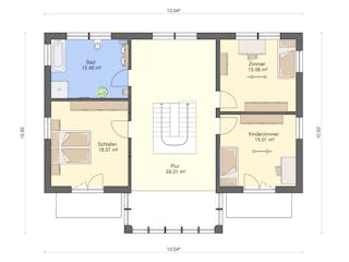 Fertighaus Kubis Vario von Ü-Haus, Pultdachhaus Grundriss 2