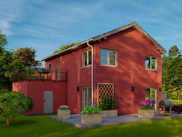 Fertighaus Kubis 101 von Ü-Haus, Satteldach-Klassiker Außenansicht 1 Fertighaus Kubis 101 von Ü-Haus, Satteldach-Klassiker Außenansicht 1