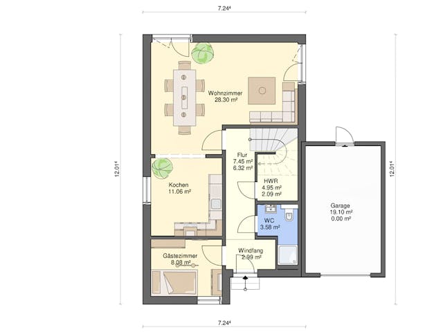 Fertighaus Kubis 101 von Ü-Haus, Satteldach-Klassiker Grundriss 1