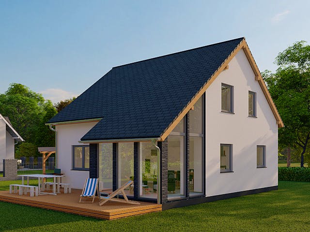 Fertighaus Nova 122 von Ü-Haus, Satteldach-Klassiker Außenansicht 1