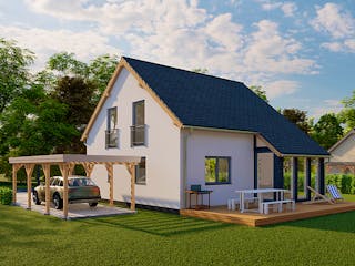 Fertighaus Nova 122 von Ü-Haus, Satteldach-Klassiker Außenansicht 3