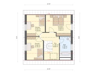 Fertighaus Nova 75 von Ü-Haus, Satteldach-Klassiker Grundriss 2