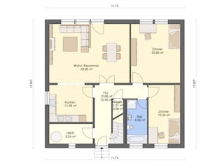 Fertighaus Solo 117 von Ü-Haus, Satteldach-Klassiker Grundriss 1