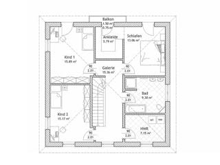 Massivhaus Stadtvilla V_155 von VARIODOMO Bausysteme Schlüsselfertig ab 334580€, Stadtvilla Grundriss 2