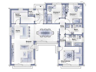 Fertighaus Bungalow Atrium von Vario-Haus - Deutschland Schlüsselfertig ab 447810€, Cubushaus Grundriss 1