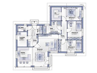 Fertighaus Bungalow Lumia von Vario-Haus - Deutschland Schlüsselfertig ab 392820€, Bungalow Grundriss 1