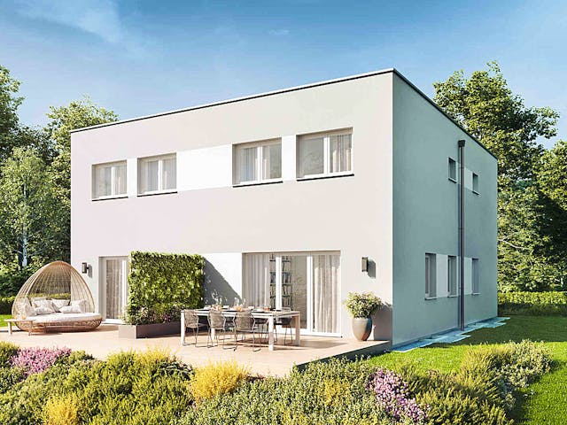 Fertighaus Duplex D110 von Vario-Haus - Deutschland Schlüsselfertig ab 335880€, Cubushaus Außenansicht 1