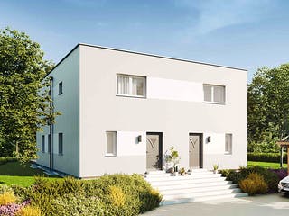 Fertighaus Duplex D110 von Vario-Haus - Deutschland Schlüsselfertig ab 335880€, Cubushaus Außenansicht 2