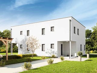 Fertighaus Duplex D113 S von Vario-Haus - Deutschland Schlüsselfertig ab 347370€, Cubushaus Außenansicht 2