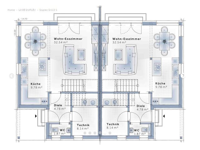Fertighaus Duplex D113 S von Vario-Haus - Deutschland Schlüsselfertig ab 347370€, Cubushaus Grundriss 1 Fertighaus Duplex D113 S von Vario-Haus - Deutschland Schlüsselfertig ab 347370€, Cubushaus Grundriss 1