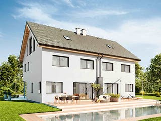 Fertighaus Duplex D113 XL von Vario-Haus - Deutschland Schlüsselfertig ab 414050€, Satteldach-Klassiker Außenansicht 1