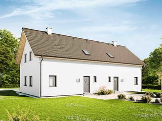 Fertighaus Duplex D115 von Vario-Haus - Deutschland Schlüsselfertig ab 362630€, Satteldach-Klassiker Außenansicht 1