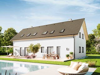 Fertighaus Duplex D115 von Vario-Haus - Deutschland Schlüsselfertig ab 362630€, Satteldach-Klassiker Außenansicht 2