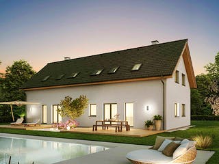 Fertighaus Duplex D115 von Vario-Haus - Deutschland Schlüsselfertig ab 362630€, Satteldach-Klassiker Außenansicht 3