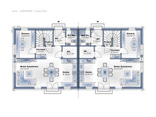 Fertighaus Duplex D115 von Vario-Haus - Deutschland Schlüsselfertig ab 362630€, Satteldach-Klassiker Grundriss 1