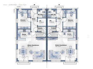 Fertighaus Duplex D124 von Vario-Haus - Österreich Schlüsselfertig ab 341050€, Cubushaus Grundriss 1