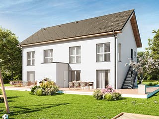 Fertighaus Duplex TRIO von Vario-Haus - Deutschland Schlüsselfertig ab 195910€, Satteldach-Klassiker Außenansicht 1