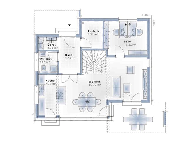 Fertighaus New Design Esprit LARGE von Vario-Haus - Deutschland Schlüsselfertig ab 477060€, Stadtvilla Grundriss 1