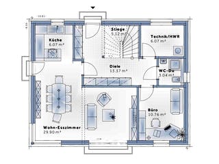 Fertighaus Family Classic von Vario-Haus - Deutschland Schlüsselfertig ab 389440€, Satteldach-Klassiker Grundriss 1