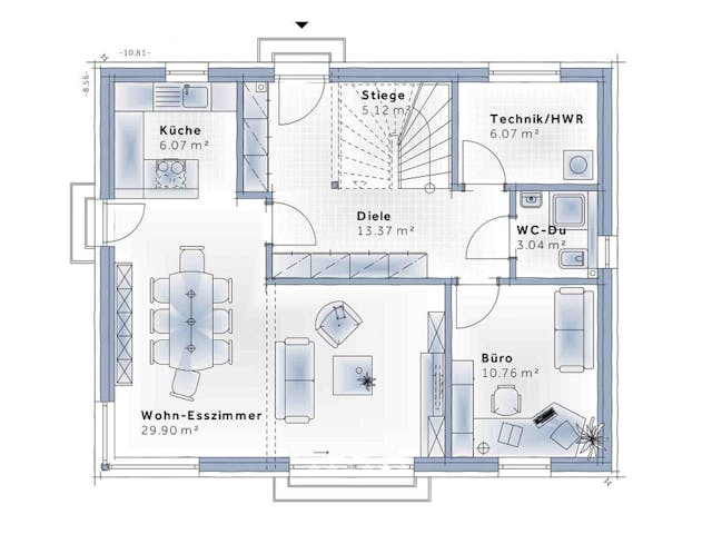 Fertighaus Family Classic von Vario-Haus - Deutschland Schlüsselfertig ab 389440€, Satteldach-Klassiker Grundriss 1