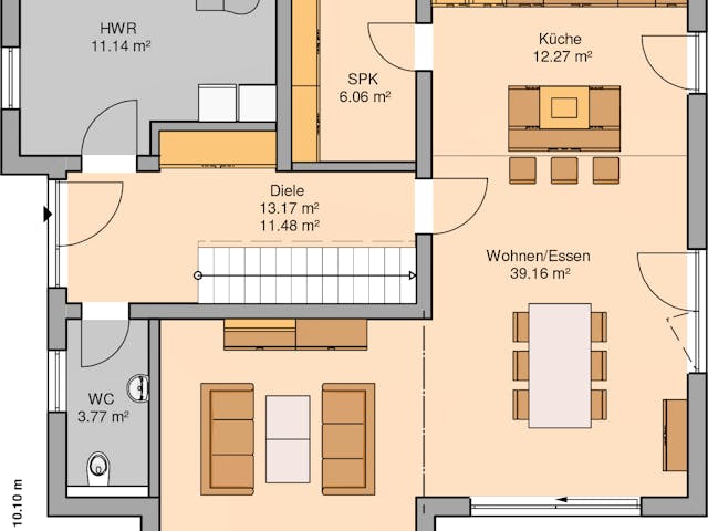 Massivhaus Familienhaus Vero von Kern-Haus Schlüsselfertig ab 404900€, Satteldach-Klassiker Grundriss 1