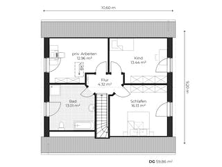 Massivhaus Einfamilienhaus V150 von Virtus Massivhaus Schlüsselfertig ab 227200€, Satteldach-Klassiker Grundriss 2