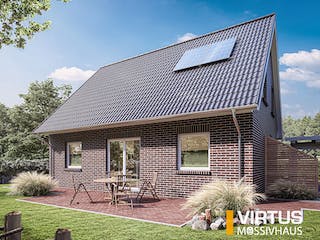 Massivhaus Friesenhaus V140 von Virtus Massivhaus Schlüsselfertig ab 226500€, Satteldach-Klassiker Außenansicht 2
