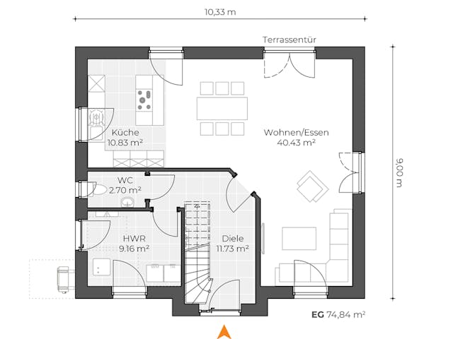 Massivhaus Friesenhaus V150 von Virtus Massivhaus Schlüsselfertig ab 230900€, Satteldach-Klassiker Grundriss 1 Massivhaus Friesenhaus V150 von Virtus Massivhaus Schlüsselfertig ab 230900€, Satteldach-Klassiker Grundriss 1