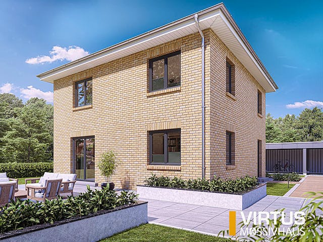 Massivhaus Stadtvilla V130 von Virtus Massivhaus Schlüsselfertig ab 224900€, Stadtvilla Außenansicht 1