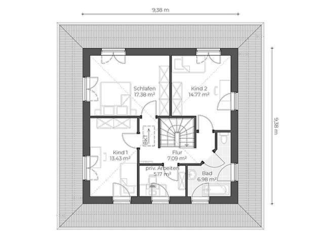 Massivhaus Toskanavilla V180 von Virtus Massivhaus Schlüsselfertig ab 289900€, Stadtvilla Grundriss 2