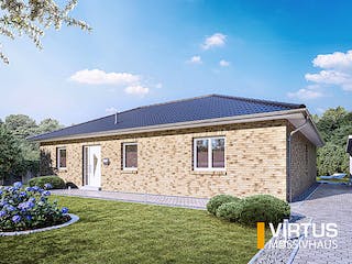 Massivhaus Winkelbungalow V125 von Virtus Massivhaus Schlüsselfertig ab 219600€, Bungalow Außenansicht 2