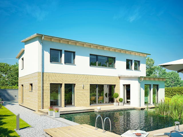 Fertighaus Vita 180 von Hanse Haus Schlüsselfertig ab 489545€, Pultdachhaus Außenansicht 1