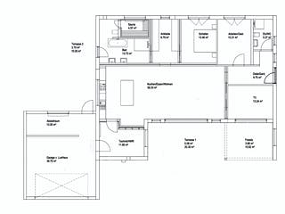 Fertighaus Bungalow Walmdach 167 von LUXHAUS, Bungalow Grundriss 1