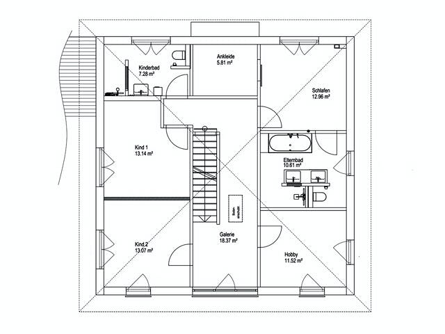 Fertighaus Walmdach 187 von LUXHAUS, Stadtvilla Grundriss 2