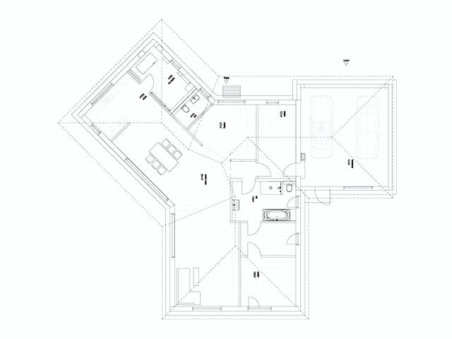 Fertighaus Walmdach 190 von LUXHAUS, Bungalow Grundriss 1