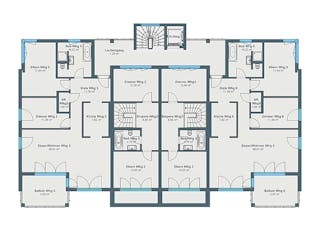 Fertighaus Mehrfamilienhaus mit 8 Wohnungen von WeberHaus - Mehrfamilienhäuser, Satteldach-Klassiker Grundriss 2