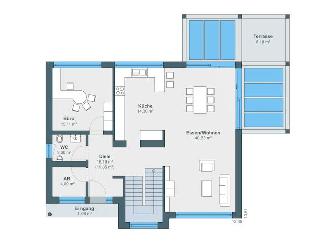 Fertighaus Ausstellungshaus Fellbach generation5.5 300 von WeberHaus Schlüsselfertig ab 363850€, Grundriss 1