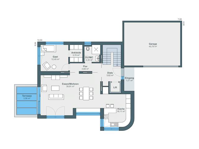 Fertighaus Ausstellungshaus Günzburg von WeberHaus Schlüsselfertig ab 525000€, Stadtvilla Grundriss 1